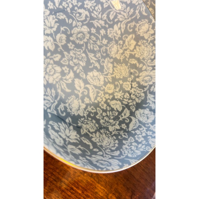 Blue 1990s Porcelain Bunny Bowl, Blue Floral Interior, Gold Trim, by Envogue, 8.5" Diameter 4 Pc For Sale - Image 8 of 15