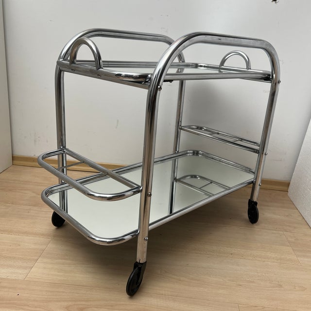Art Deco Chromed Steel Bar Cart by Robert Mallet-Stevens, France, 1925 For Sale - Image 16 of 18
