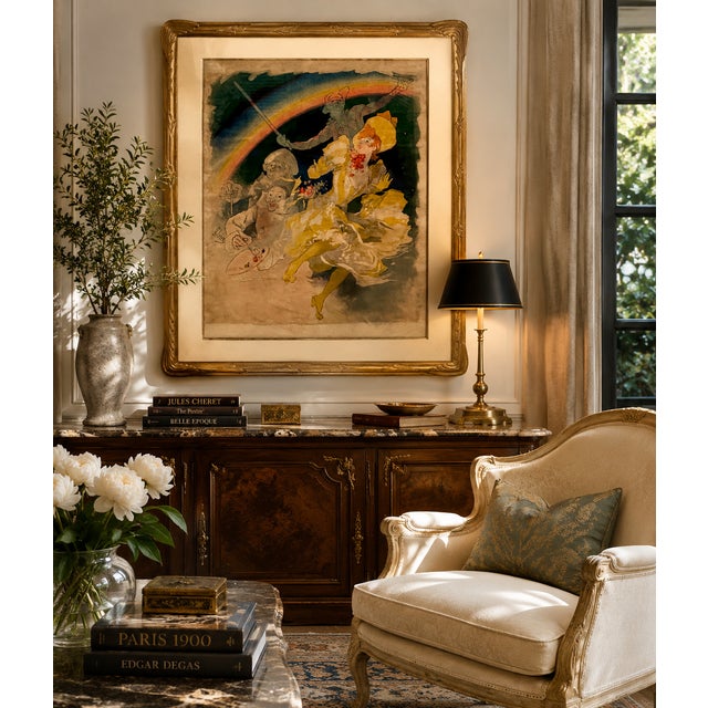 An exceptional original Belle Époque color lithograph by Jules Chéret (1836–1932), the celebrated French artist widely...