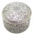 Vintage Italian Handmade Round Silver 800 Floral Embossed Pill Snuff Box, 1980s For Sale