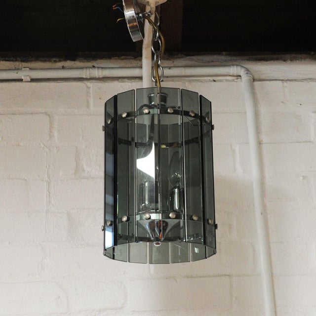 Lantern with Smoked Crystal Plates by Sciolari, 1960s For Sale - Image 6 of 8