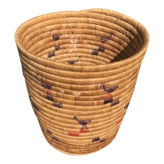 1950s Alaskan Indian Pictorial Basket For Sale