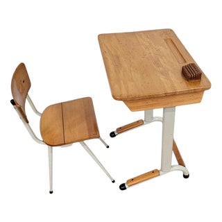 School Desk Set with Tapering Legs, 1960s, Set of 2 For Sale