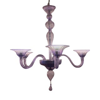 Italian Handmade Murano Style Glass Chandelier in Light Violet by Simoeng For Sale