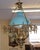 Late 19th Century Brass Kerosene Oil Chandelier With Blue Shade For Sale In New York - Image 6 of 12