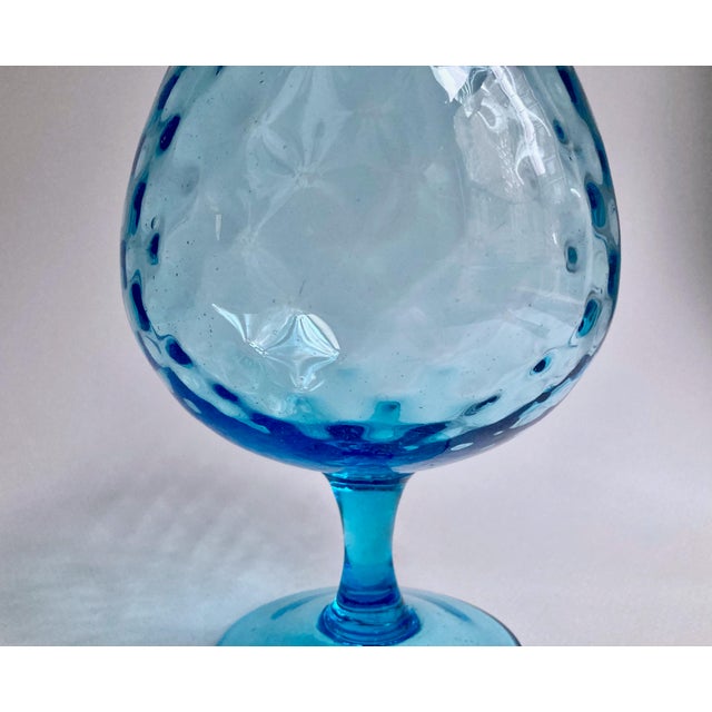 Glass 1960s Empoli Optic Aqua Art Glass Snifter Vase For Sale - Image 7 of 14
