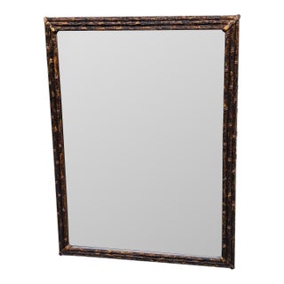 English 1920s Bamboo Gilded Wall Mirror Black& Gold For Sale