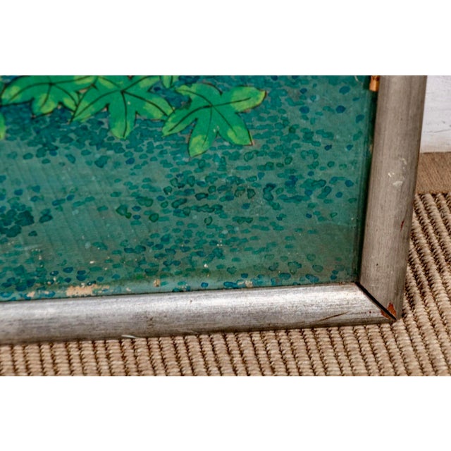 Blue Framed Late 19th Century Hand-Painted Chinoiserie Wallpaper Panel For Sale - Image 8 of 11
