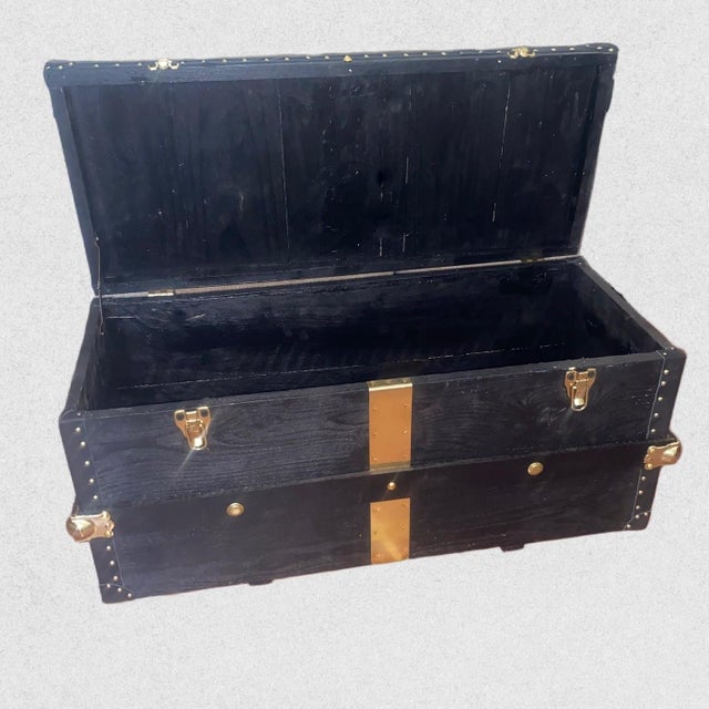 Gothic Steamer Trunk Custom Build in Ebony For Sale - Image 3 of 5