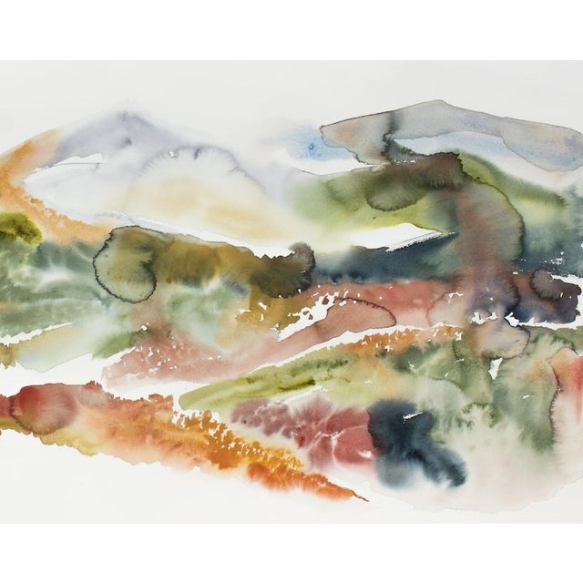 Abstract "Autumnal No. 13" Contemporary Original Abstract Mountain Landscape Watercolor Painting by Elizabeth Becker For Sale - Image 3 of 3