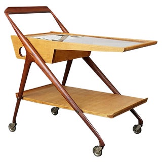 Mid-Century Danish Teak & Birch Serving Trolley For Sale