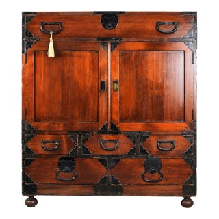 Antique Japanese Camphor Wood Tansu Chest For Sale