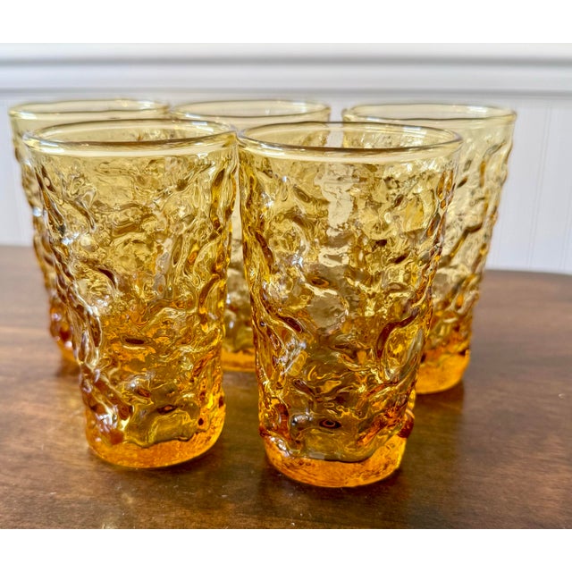 Mid 20th Century Anchor Hocking Milano Honey Gold Juice Glasses - Set of 5 For Sale - Image 6 of 11