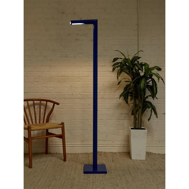 Vintage Italian Blue Painted Minimalist Floor Lamp For Sale - Image 9 of 9