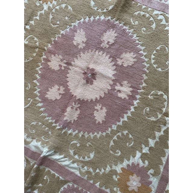 Neutral Tan Tashkent Suzani Wall Tapestry For Sale In New York - Image 6 of 9