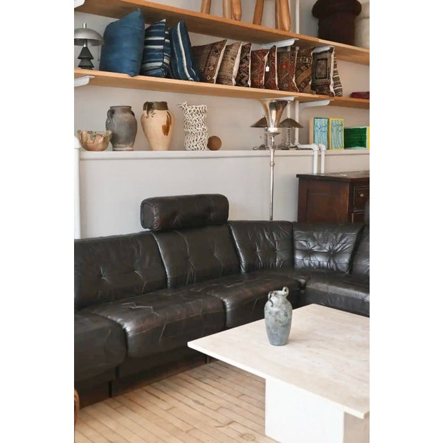 De Sede Style Swiss Black Leather Modular Sofa For Sale - Image 11 of 11