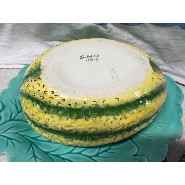 Vintage Italy Majolica Vine Covered Melon Squash Ceramic Lidded Bowl For Sale - Image 4 of 7