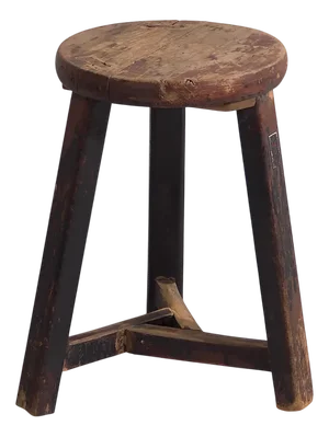 Antique Dark Colored Round Stool, 1900