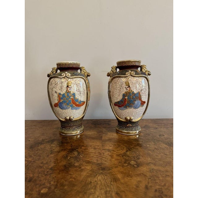 19th Century Quality Japanese Satsuma Vases, 1880, Set of 2 For Sale - Image 9 of 9