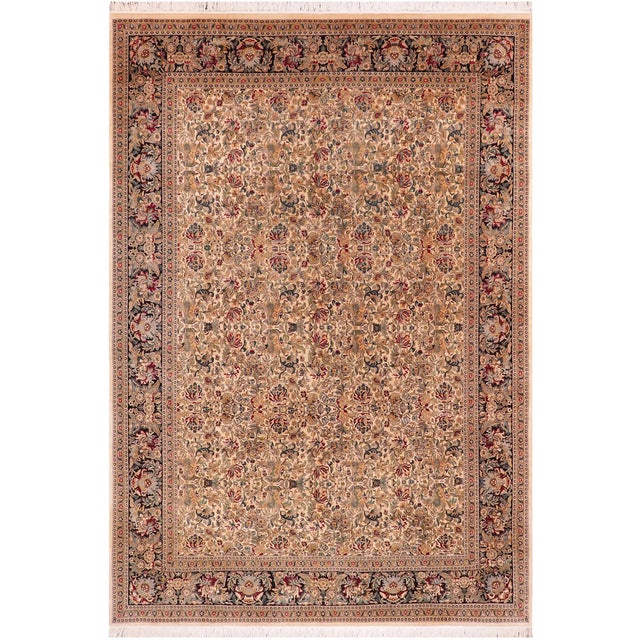 Floral Pak-Persian Ivory/Black Wool Rug - 9'0'' X 12'5'' For Sale - Image 9 of 9