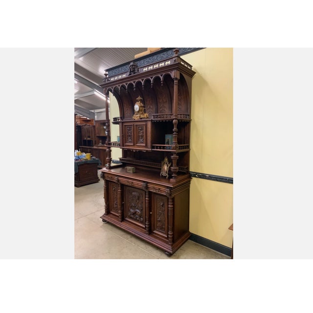 Neo-Renaissance Column Buffet, 1880 For Sale - Image 3 of 12