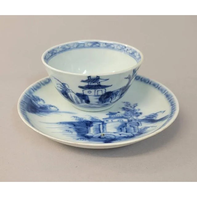 Antique Blue and White Chinese Nanking Porcelain Tea Bowl & Saucer For Sale - Image 10 of 10