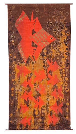 Wall Hanging Art Print Tapestry with Underwater Fish Decor in Jute by Hans Jürgen Schöbel for Södahl Design, Denmark, 1960s