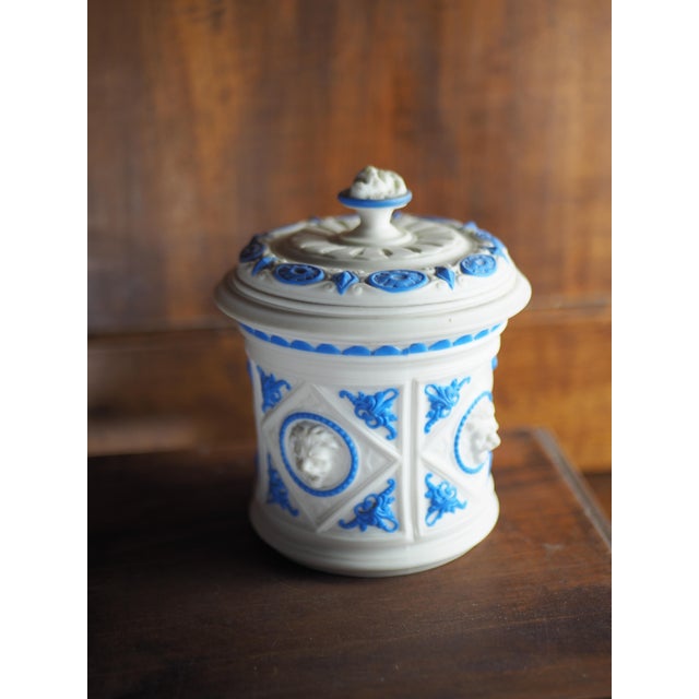 French Mid 19th Century Continental Parian Ware Lidded Jar For Sale - Image 3 of 10