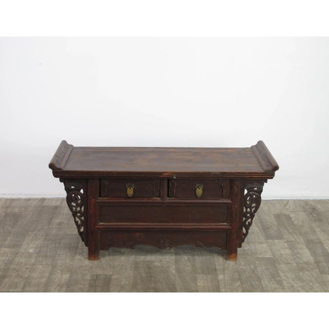 Chinese Hard Carved Antique Accent Table For Sale - Image 3 of 9