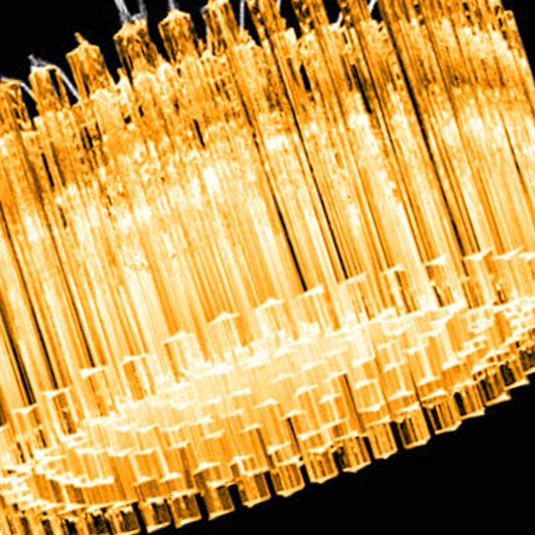 Mid-Century Modern Mid-Century Modern Italian Amber Triedro "Concava" Chandelier For Sale - Image 3 of 4