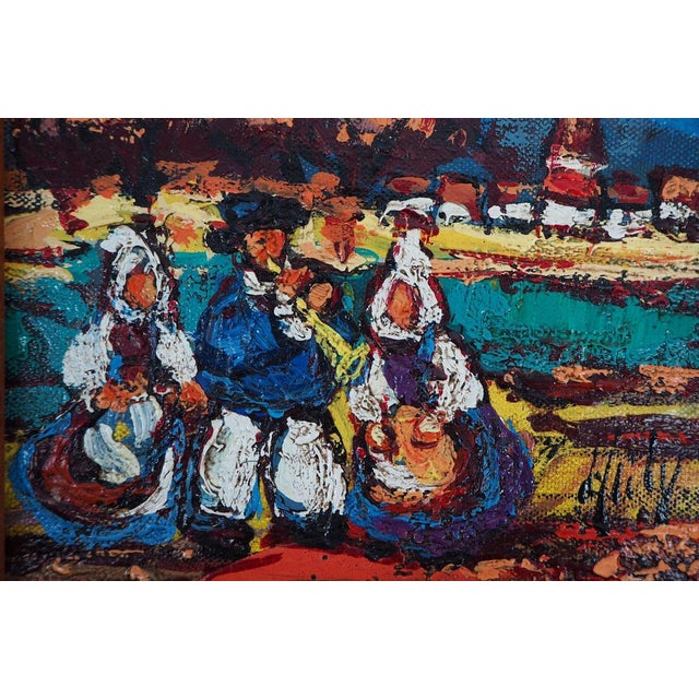 Henry Maurice d'Anty, Breton Women and Musician, Oil on Canvas For Sale - Image 5 of 8