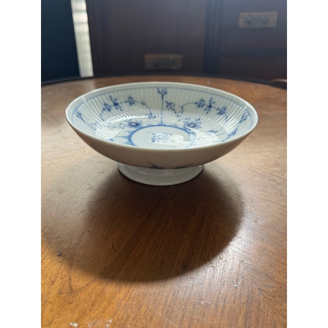 1970s Royal Copenhagen Blue Fluted Plain Footed Compote Bowl - No. 1/18 For Sale In Houston - Image 6 of 11