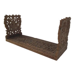 Mid-Century Indian Carved Wood Extending Book Rack For Sale