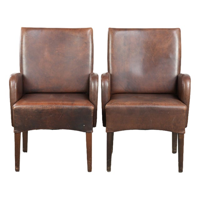 Dining Armchairs in Cowhide Leather, Set of 2 For Sale