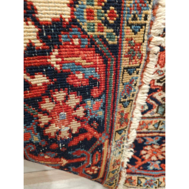 1900 - 1909 Vintage Persian Heriz Serapi Rug, Hand-Knotted Wool, Allover Geometric Pattern, Ivory & Red, 7x10 For Sale - Image 5 of 18