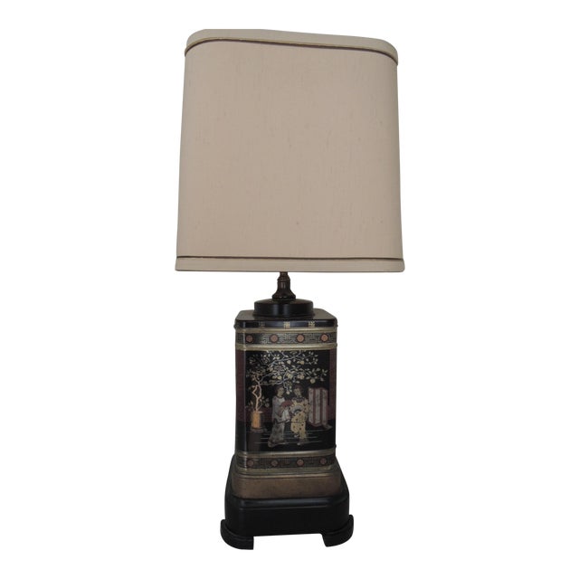 Mid 20th Century Asian Tea Tin Lamp For Sale