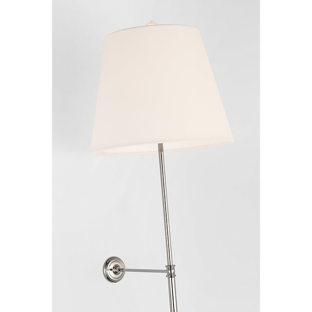 2020s Suzanne Kasler for Visual Comfort Signature Wyatt 39" Statement Sconce in Polished Nickel with Linen Shade For Sale - Image 5 of 8