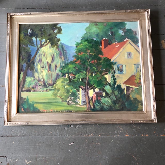 1950’s Bucks County Impressionist Spring Landscape Painting Contemporary Frame For Sale - Image 4 of 4