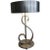 Aluminum musical note table lamp with original shade and finial. Lamp has been professionally rewired with an in-line...