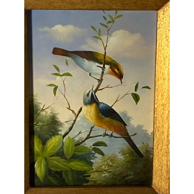 Traditional Late 19th Century Stunning Oil Painting on Panel Untitled (Two Birds on a Branch) Unsigned For Sale - Image 3 of 12