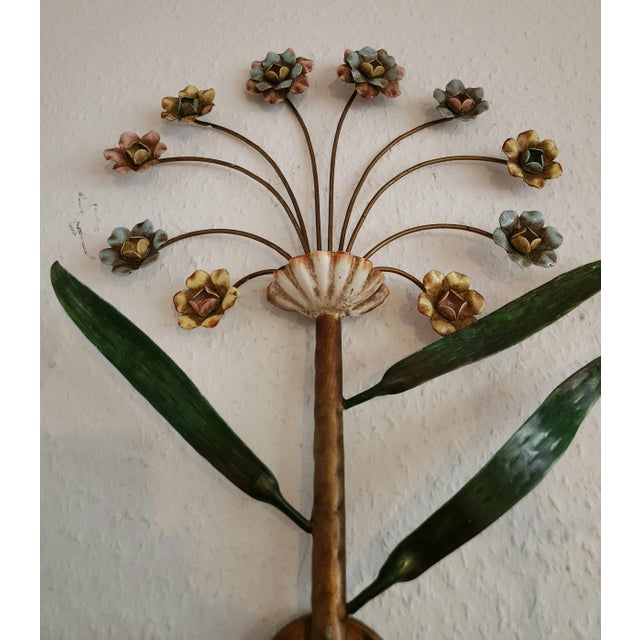 Hand-Forged and Hand-Painted Florentine Wall Light, 1950s For Sale - Image 16 of 18