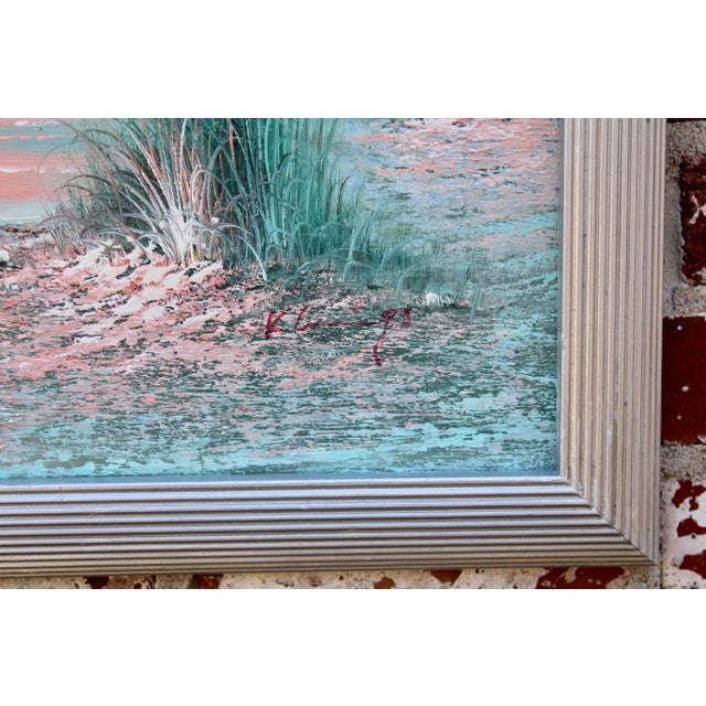 Vintage Coastal Beach Scene Original Oil Painting For Sale - Image 9 of 13