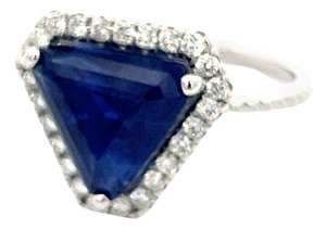 Natural Sapphire Diamond Ring 6.5 14k W Gold 5.84 TCW Certified