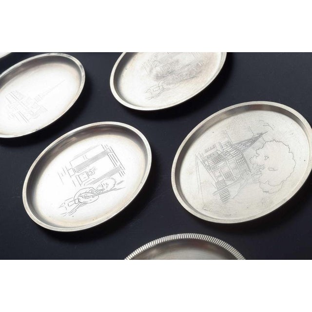 Pewter Bottle Coasters from Just Andersen, Denmark, 1940s, Set of 7 For Sale - Image 3 of 8
