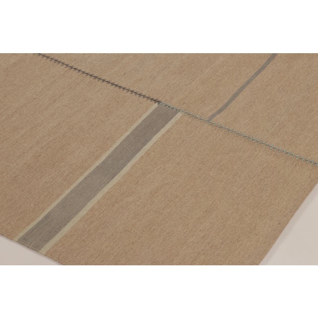 2020s Rug & Kilim’s Contemporary Kilim With Rectangular Designs in Beige & Blue For Sale - Image 5 of 10