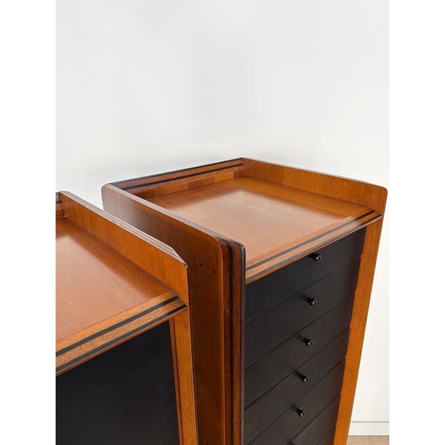 Vintage Container and Chest of Drawers Set in Wood and Leather by Afra & Tobia Scarpa for Maxalto, Italy, 1970s, Set of 2 For Sale - Image 9 of 18
