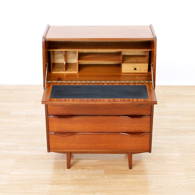 Wood 1960s Mid Century Danish Teak Secretary Desk For Sale - Image 7 of 11