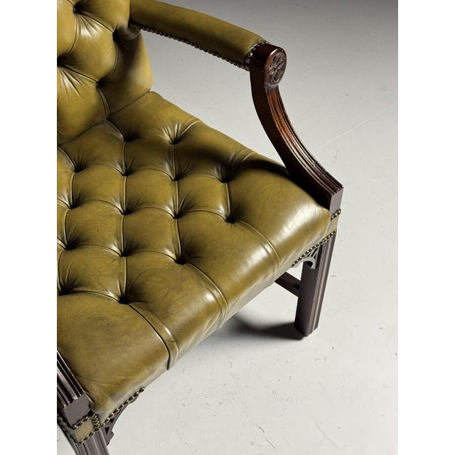 Office Chair in Green Upholstered Leather For Sale - Image 14 of 18