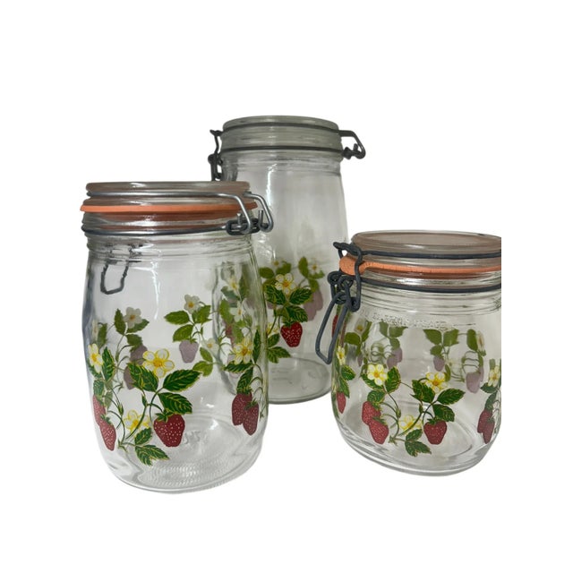 Glass Vintage French Arc Strawberry Canister Set For Sale - Image 7 of 7
