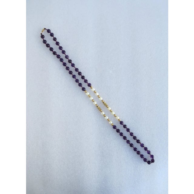 Purple Pearl Amethyst Gold Bead Necklace or Choker For Sale - Image 8 of 12